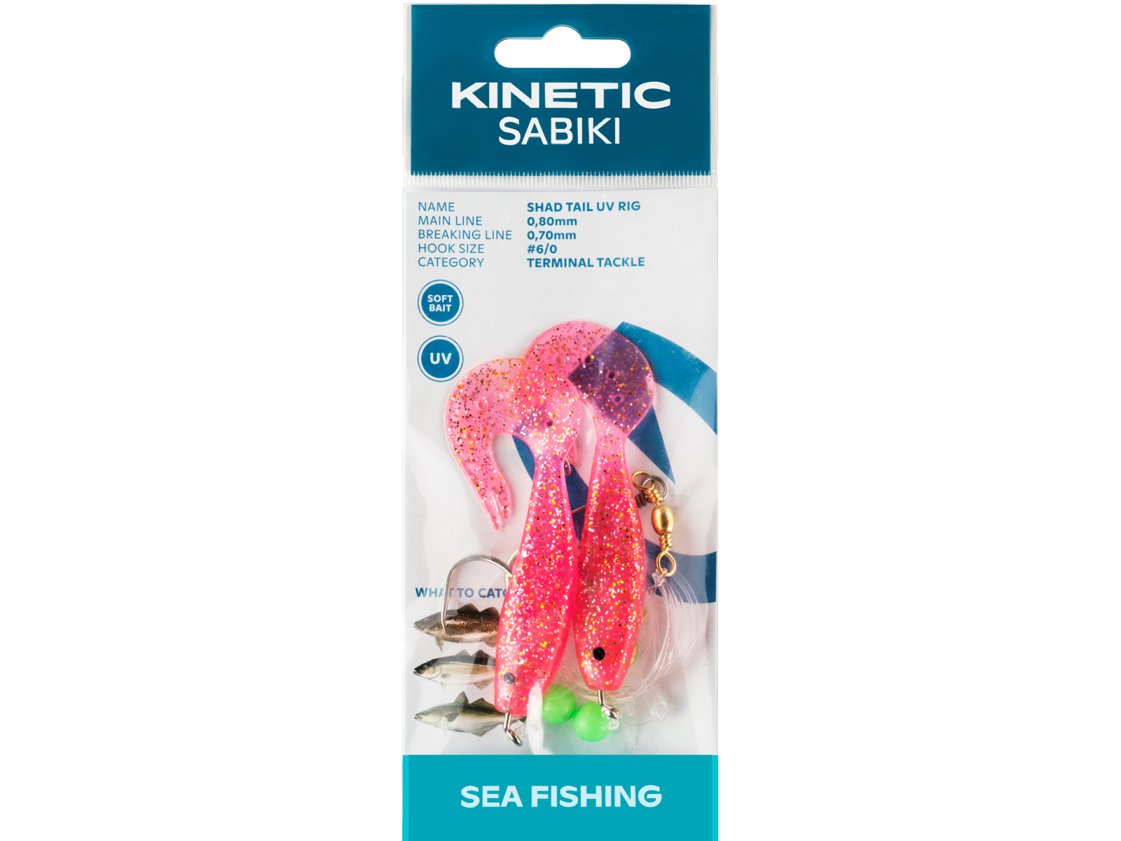 Kinetic Sabiki Shad Tail Torskeforfang Pink Glitter