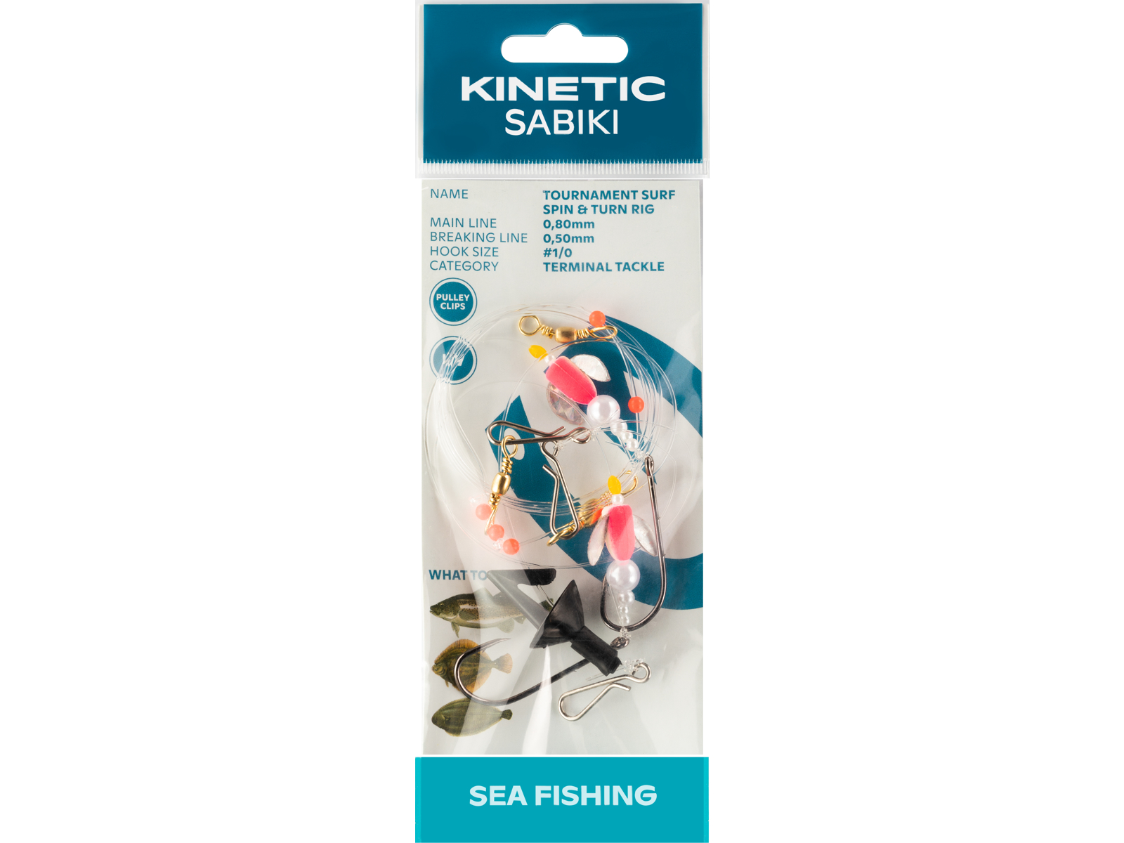 Kinetic Sabiki Tournament Surf Spin Turn Fladfiskforfang Pink