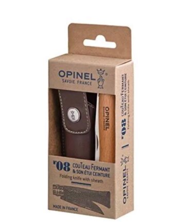 Opinel N8 Bøg Læderskede