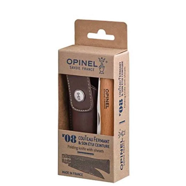 Opinel N8 Bøg Læderskede