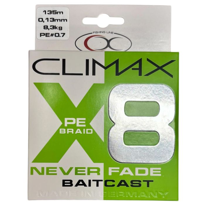 Climax Pe X8 Neverfade Baitcast Chartreuse 135m