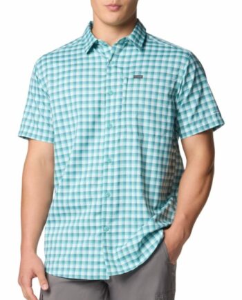 Columbia Silver Ridgeâ  Utility Lite Novelty Ss Ripple Blue Pulaski Plaid