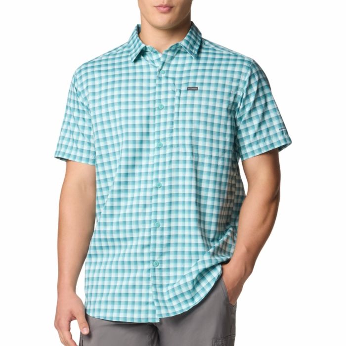 Columbia Silver Ridgeâ Utility Lite Novelty Ss Ripple Blue Pulaski Plaid