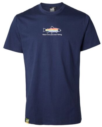 Geoff Anderson Organic Tee Peace Trout Navy