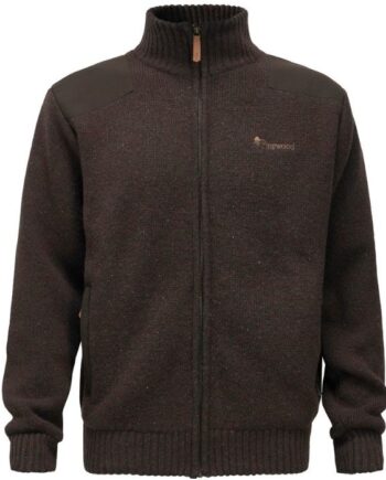 Pinewood Hurricane Full Zip Sweater    Brown Melange