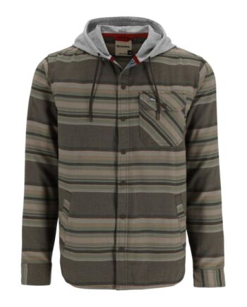 Simms Santee Flannel Hoody Hickory Dolomite Blanket Stripe