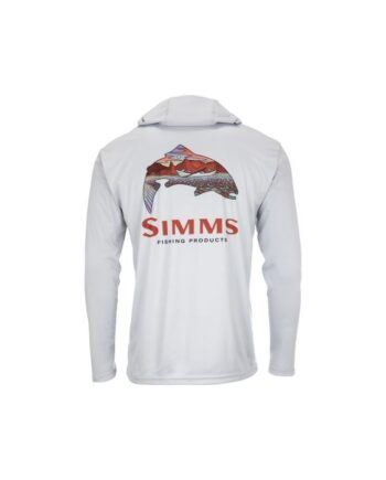 Simms Tech Hoody Artist Series Trout Logo Flame Sterling